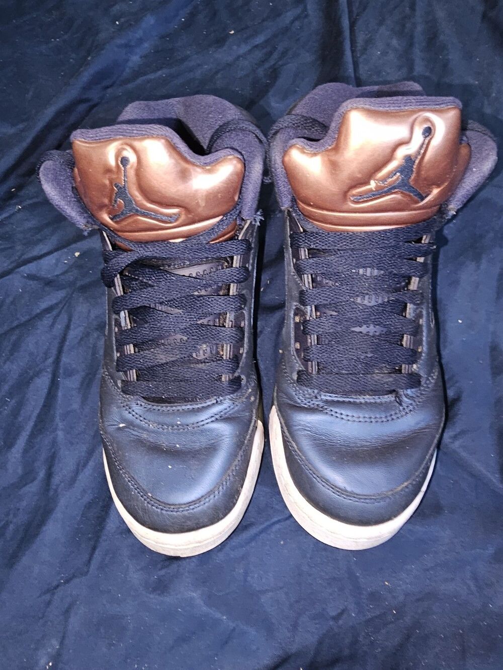 NIKE AIR JORDAN 5 RETRO V BG OBSID BLUE-BRONZE Sz 5Y